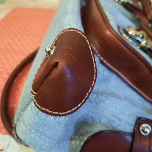 Dooney‎ & Bourke Denim Handbag with Chocolate Brown Leather Large Purse - Picture 13 of 14